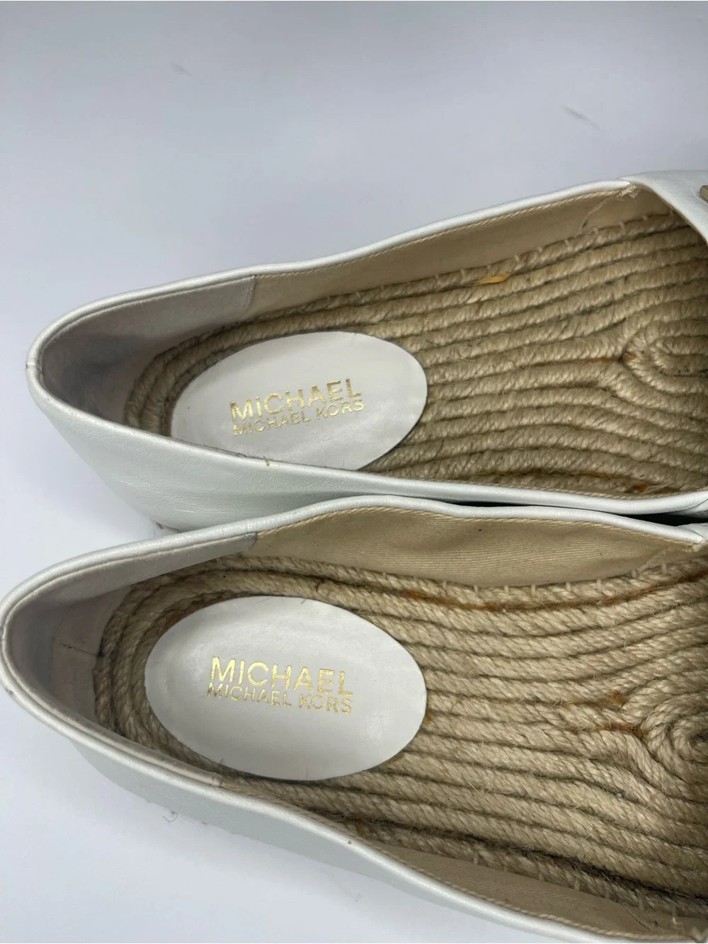 Michael Kors Heidi White Leather Slip-On Espadrille with Floral Accents size 36